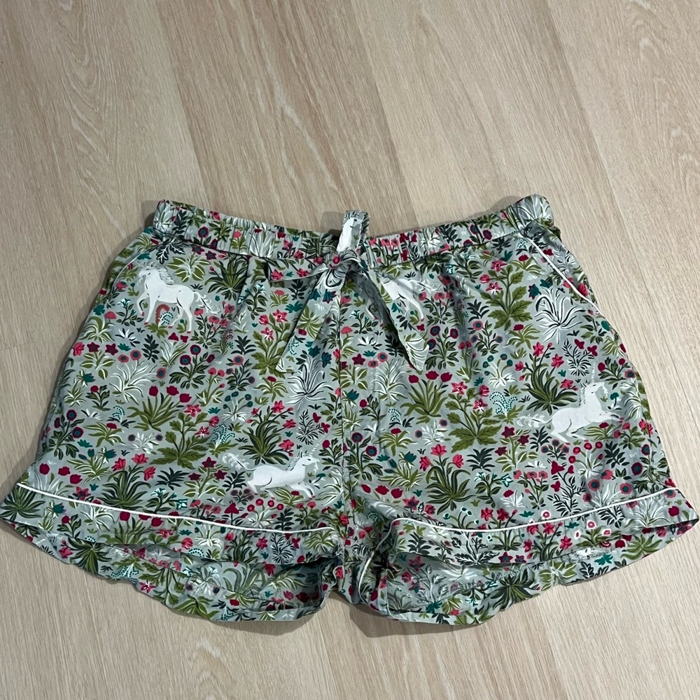 Printfresh Floral & Unicorn Green Pajama Shorts